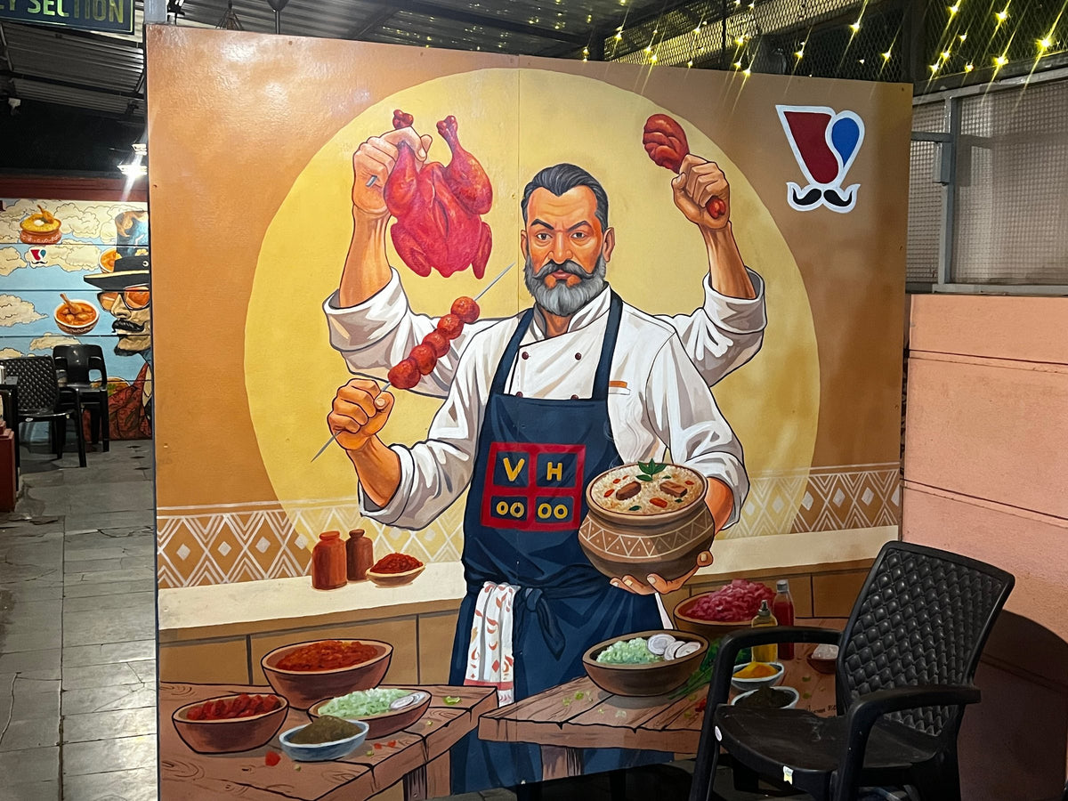 painted around the diners